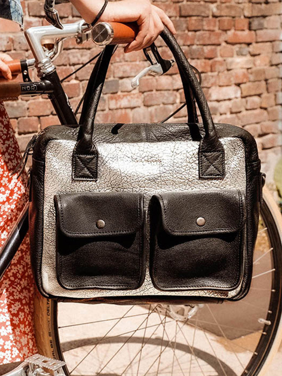 Foto-Tragetasche-Dokumententasche-Leder-Damen-silber-schwarz-ledandy-silber-schwarz-paul-marius-w04-s-b