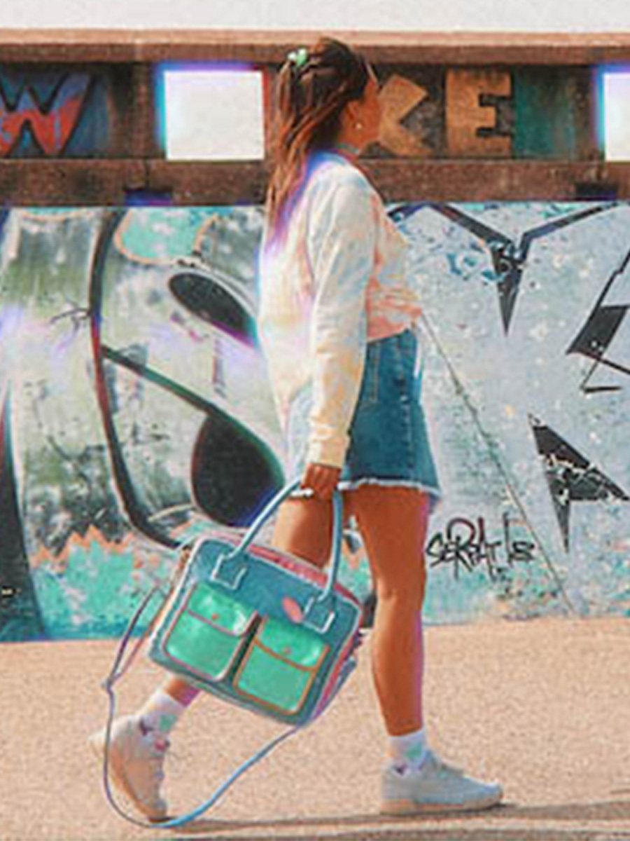 Foto-Dokumententasche aus Leder für Damen von LeDandy 90s Paul Marius W04 Denim