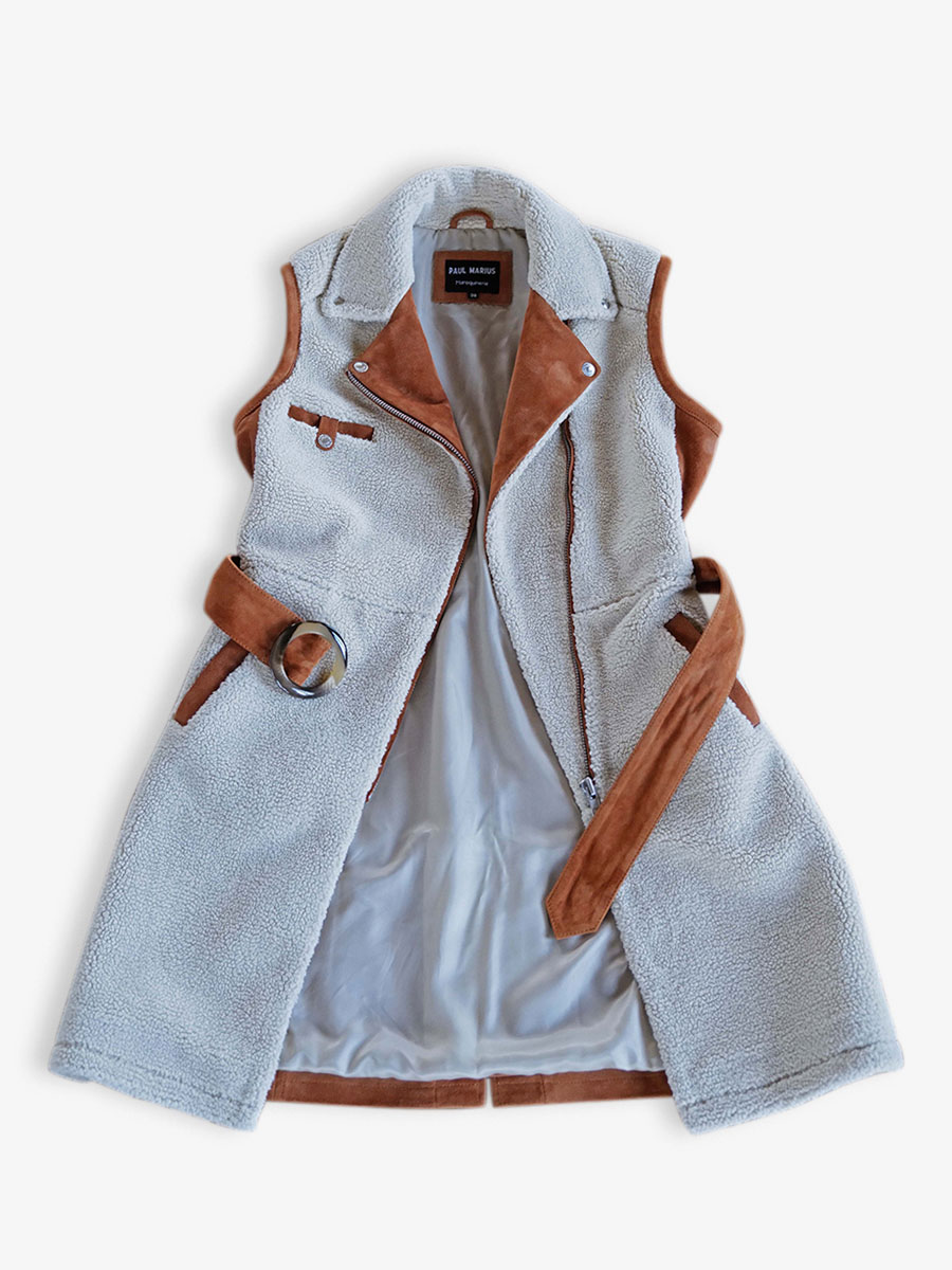 Foto-Innenansicht-Leder-Trenchcoat-Damen-braun-letrench-ärmellos-naturfarben-paul-marius-wtc-sm-sh-w-l-s36