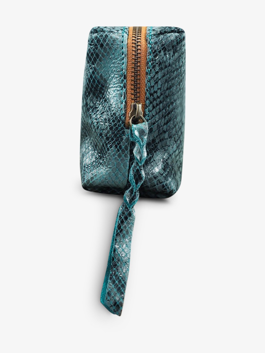 Foto-Seitenansicht-Ledertasche-für-Damen-blau-Adele-Python-blau-Piscine-Paul-Marius-M500-P-BLU