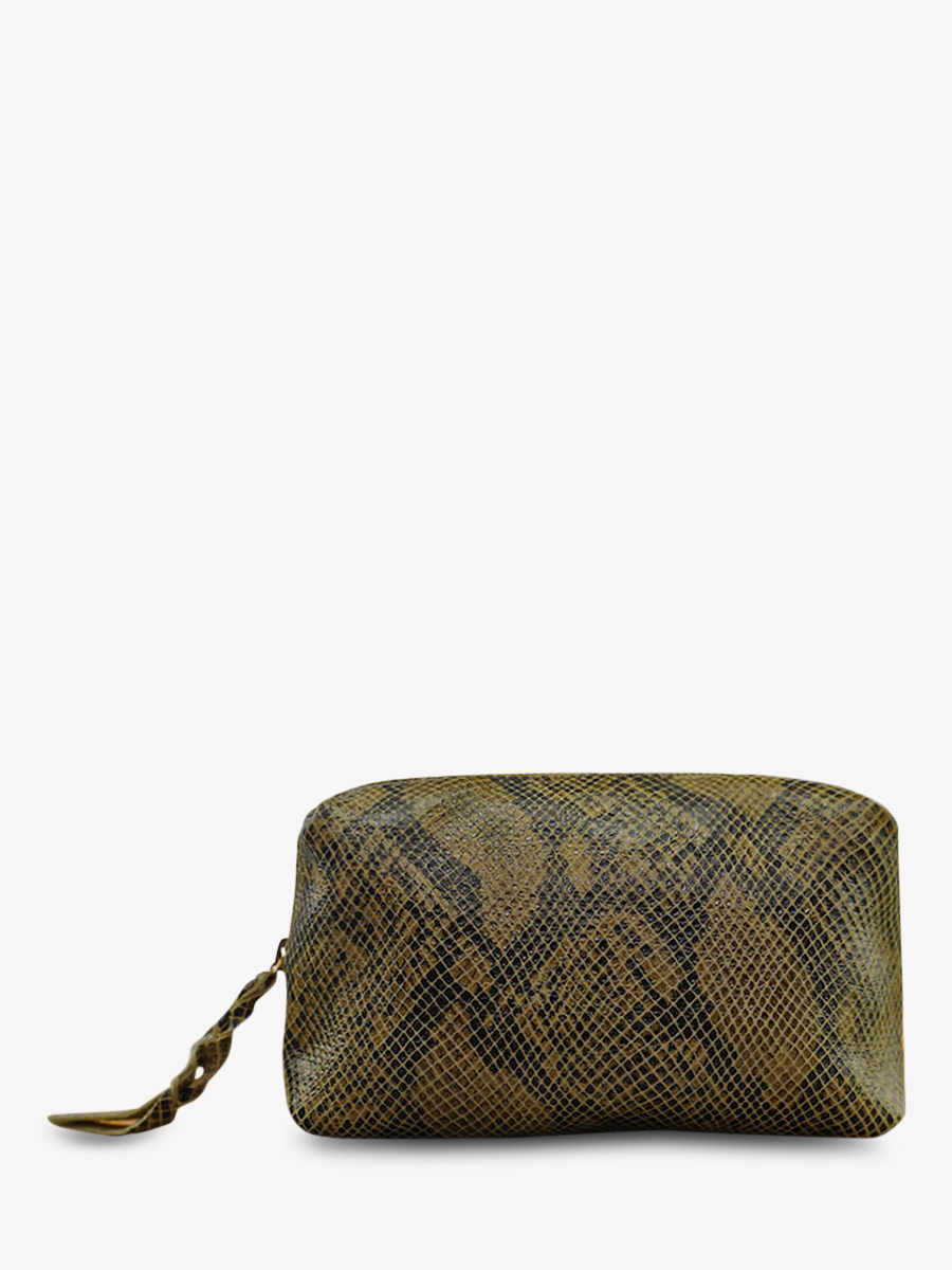 Foto-Vorderansicht-Ledertasche-für-Damen-kaki-Adele-Python-kaki-Paul-Marius-M500-P-K