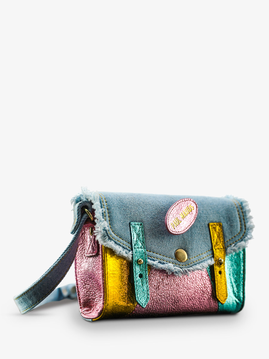 Foto-Seitenansicht-Umhängetasche-aus-Leder-für-Damen-Le-Mini-Indispensable-90s-Paul-Marius-W08S-Denim