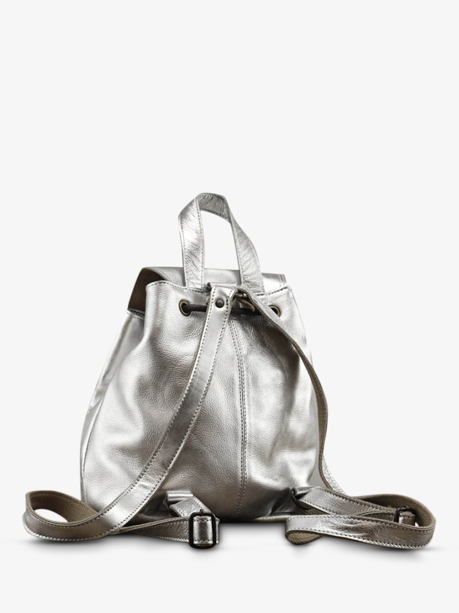 Foto-Innenansicht-Rucksack-Leder-Damen-silber-LeBaroudeur-argente-paul-marius-m40-s