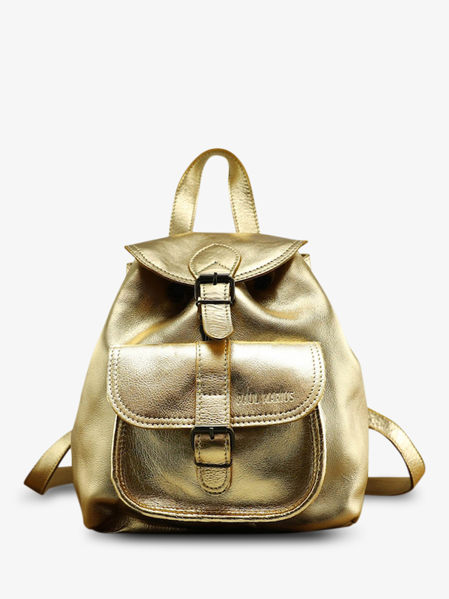 Foto-Vorderansicht-Rucksack-Leder-Damen-golden-LeBaroudeur-golden-Paul-Marius-M40-g