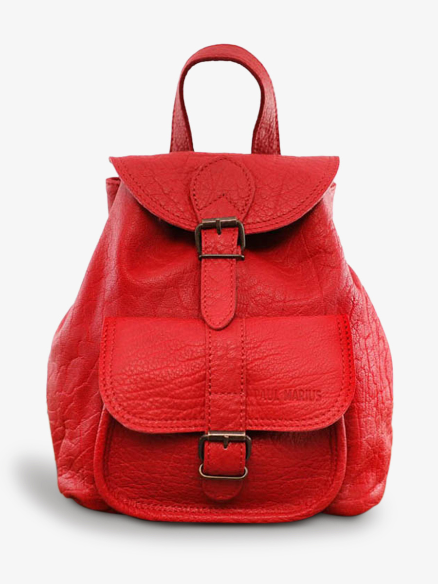 Foto-Vorderansicht-Rucksack-Leder-Damen-rot-LeBaroudeur-Karminrot-Paul-Marius-M40-R