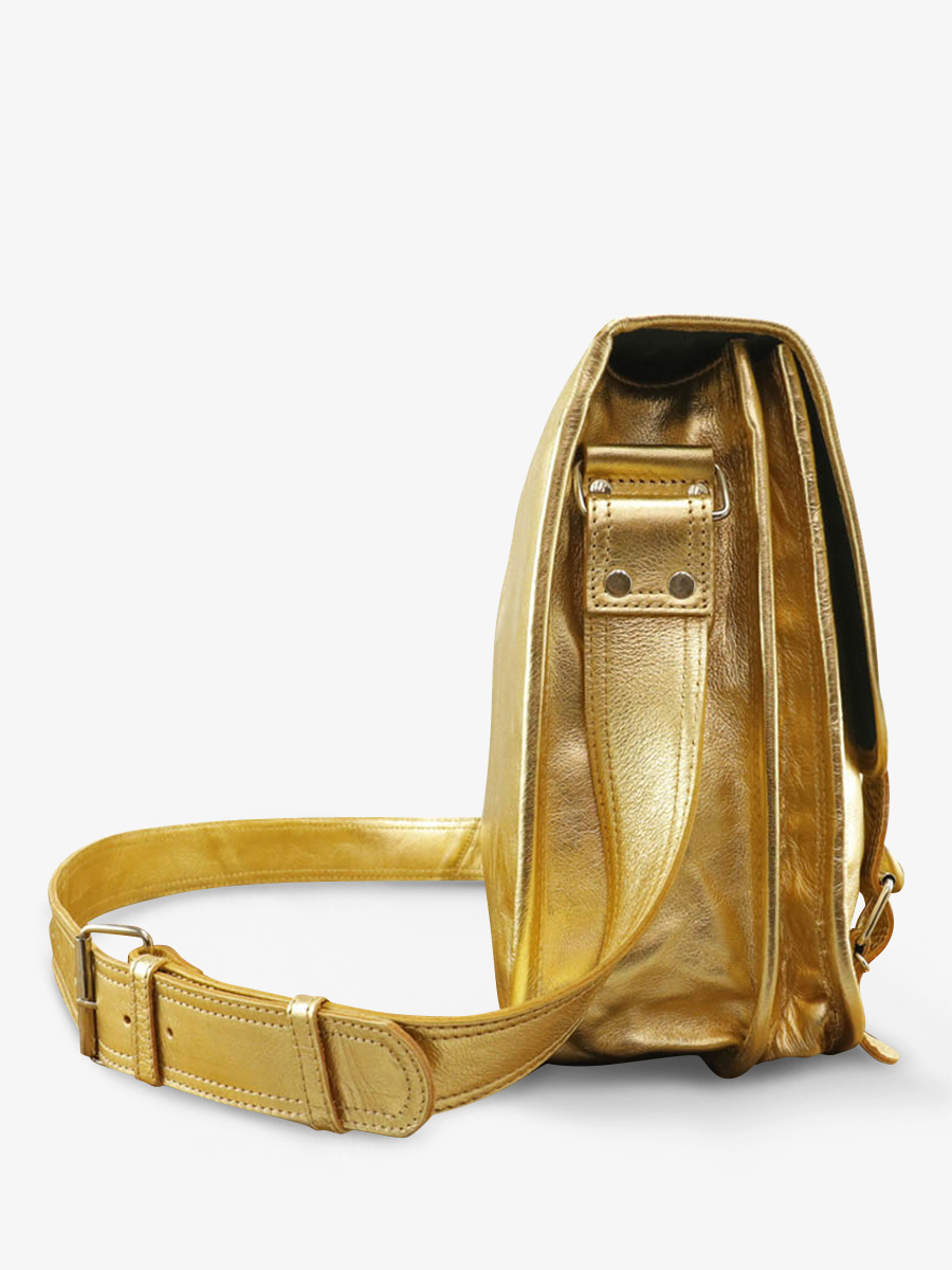 Foto-Seitenansicht-Dokumententasche-Leder-A4-13-Zoll-goldfarben-LeCartable-M-goldfarben-Paul-Marius-M01S14-G