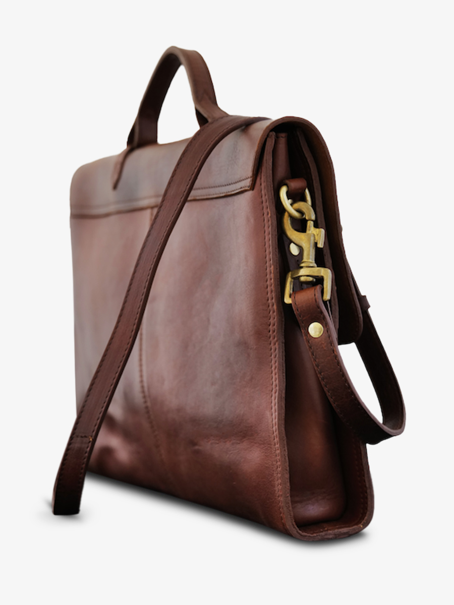 Foto-Seitenansicht-Aktentasche-Leder-braun-LeColporteur-braun-geölt-Paul-Marius-M13-OMB