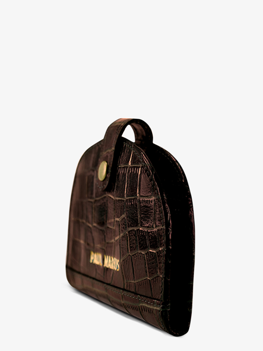 Foto-Seitenansicht-Lederbrieftasche-für-Damen-LePortefeuille-Manon-N2-Alligator-braun-Paul-Marius-M33-A-DB