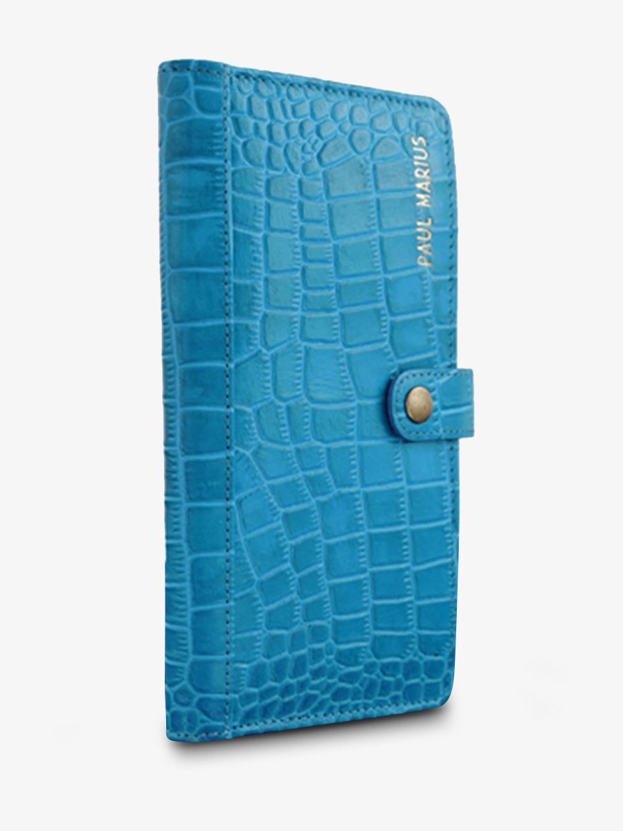 Foto-Seitenansicht-Brieftasche-Leder-Damen-blau-LePortefeuille Charlotte-N2-Alligator-Cocktail-Topas-Paul-Marius-M67-A-BLU