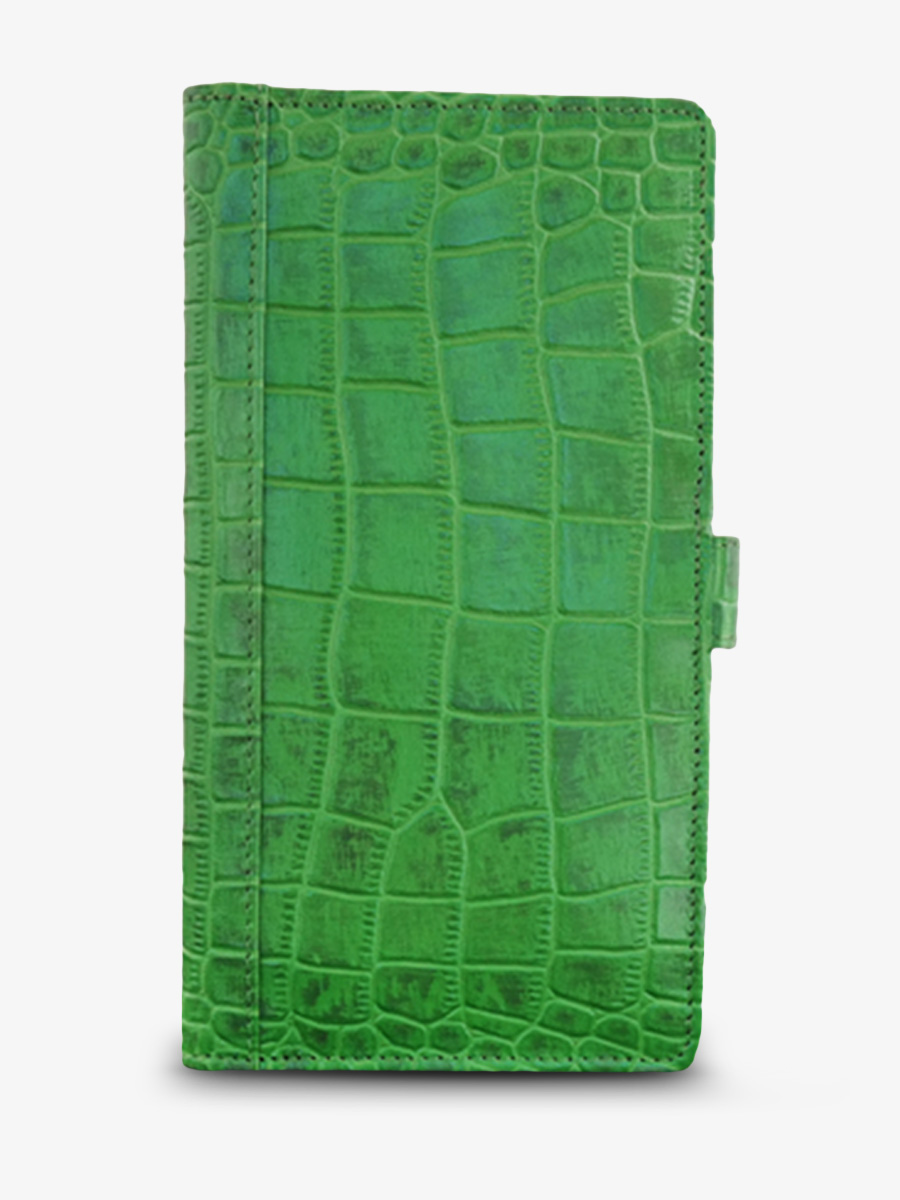 Foto-Rückansicht-Brieftasche-Leder-Damen-grün-LePortefeuille Charlotte N°2 Alligator Cocktail Jade Paul Marius M67 A GR
