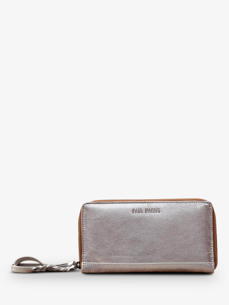 Foto-Vorderansicht-Brieftasche-Leder-Damen-silber-LePortefeuille Charlotte-silber-Paul-Marius-M63-S
