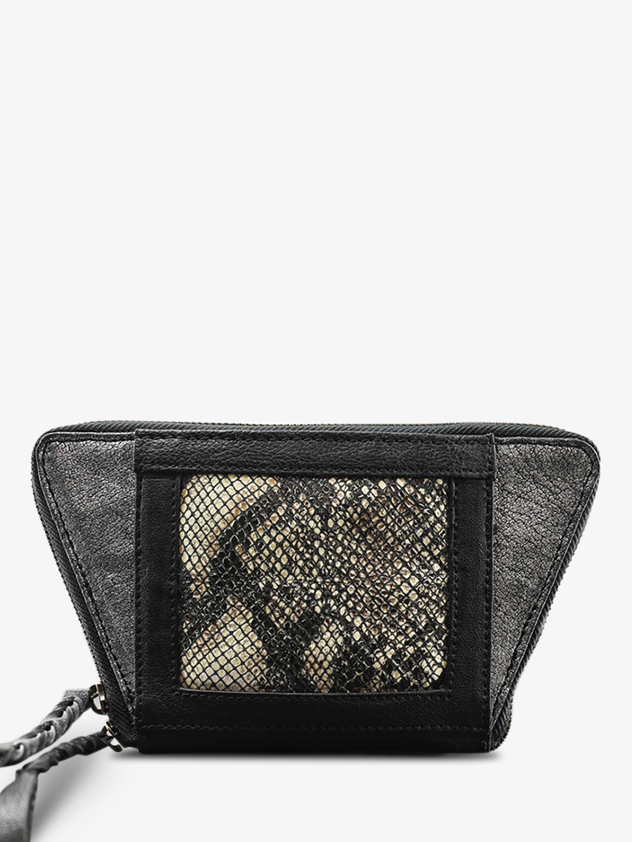 Foto-Rückansicht-Brieftasche-Leder-Damen-Silber-Schwarz-LePortefeuille-Emma-Python-Silber-Schwarz-PAUL-MARIUS-W24-P-S-B