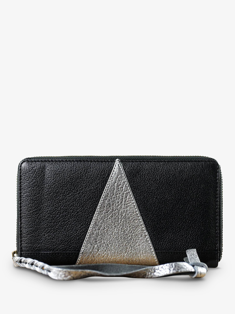 Foto-Vorderansicht-Brieftasche-Leder-Damen-silber-schwarz-LePortefeuille-Charlotte-silber-schwarz-Paul-Marius-M63-S-B