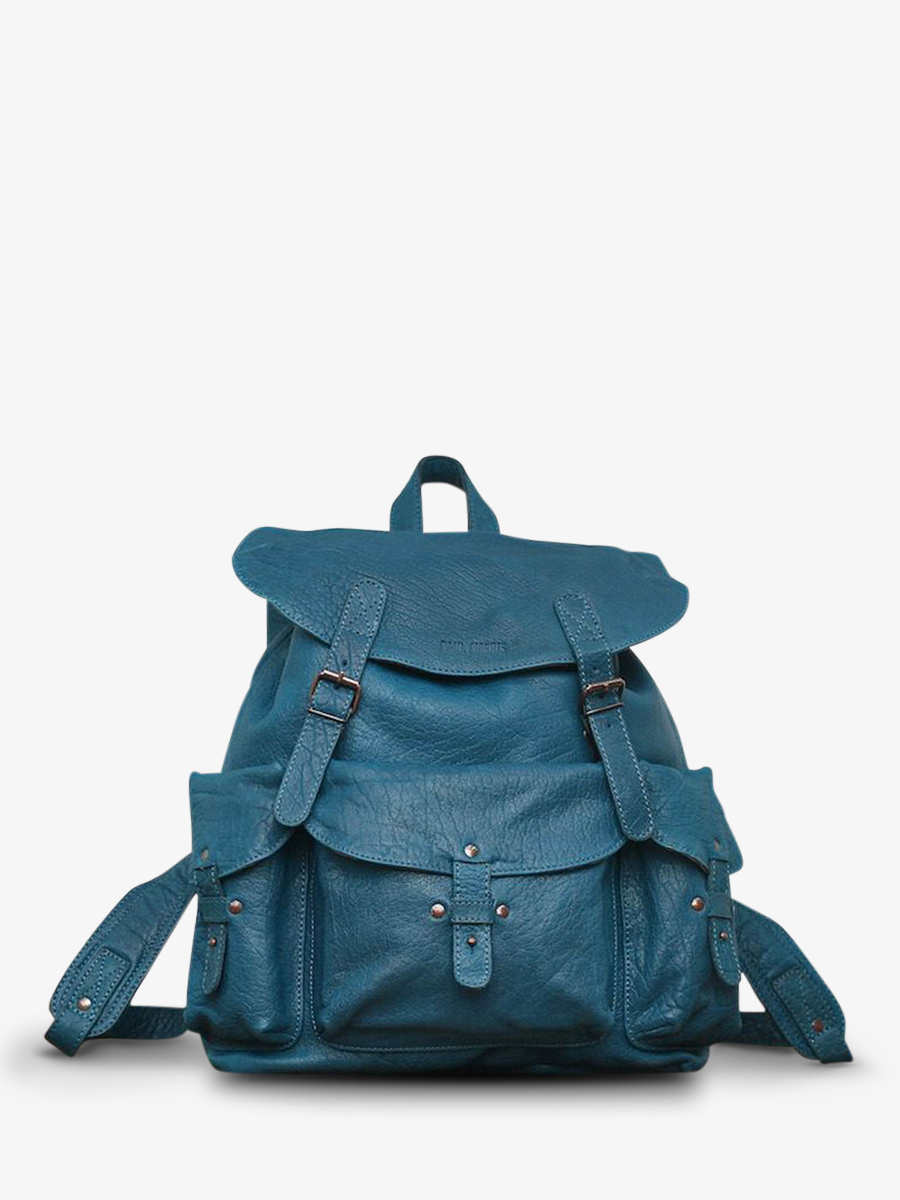foto-ansicht-von-vorne-lederrucksack-blau-lemeridien-blau-pool-paul-marius-m38-blu