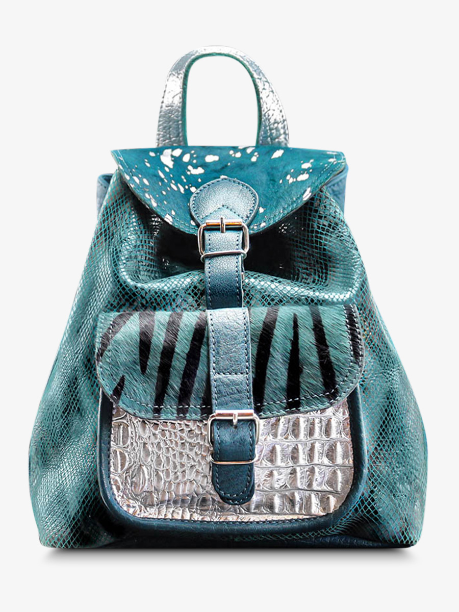 Foto-Vorderansicht-Rucksack-Leder-Damen-blau-silber-LeBaroudeur-Chimère-blau-Piscine-silber-Paul-Marius-M40-CH-blu-s