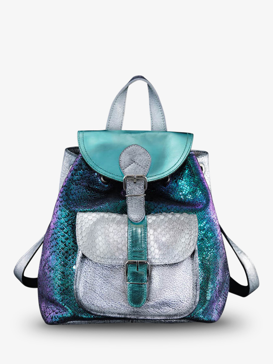 Foto-Vorderansicht-Rucksack-Leder-Damen-blau-weiß-LeBaroudeur-Chimere-Fleecejacke-Paul-Marius-M40-CH-S-blau