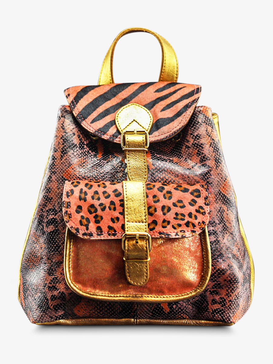 Foto-Vorderansicht-Rucksack-Leder-Damen-rosa-golden-LeBaroudeur-Chimère-rosa-golden-Paul-Marius-M40-CH-PI-G