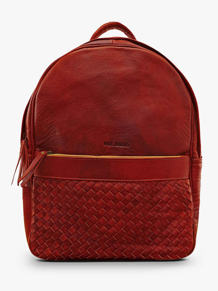 Foto-Vorderansicht-Rucksack-aus-Leder-rot-lebordelais-rouge-paul-marius-m201w-r