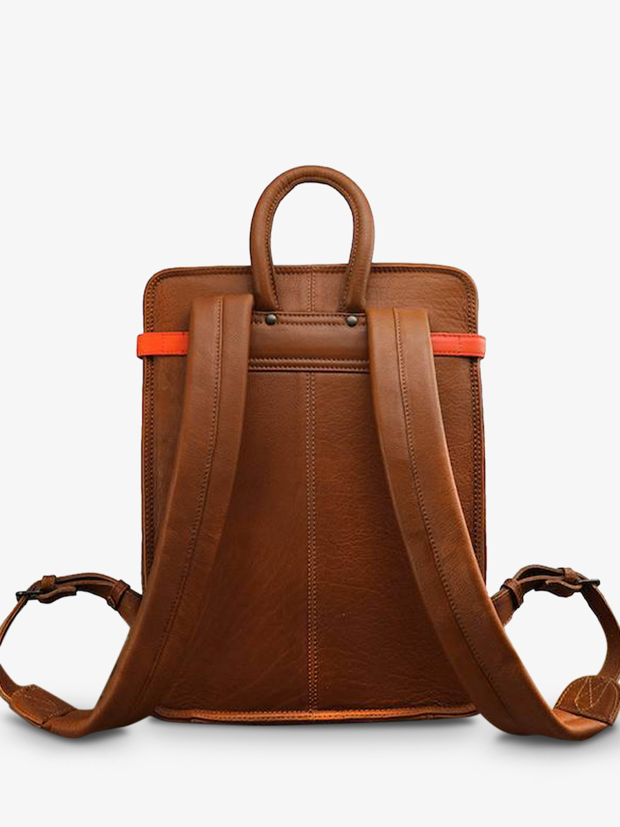 Foto-Rückansicht-Rucksack-aus-Leder-braun-orange-LeCitadin-natur-orange-Paul-Marius-B04-L-O