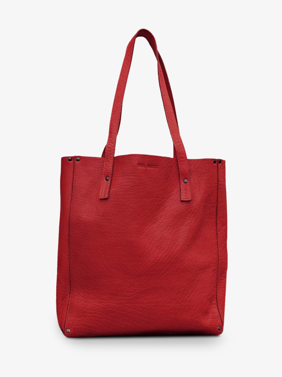 Foto-Vorderansicht-Ledertasche-rotes-Leder-Leffronte-L-rouge-carmin-Paul-Marius-W11-R
