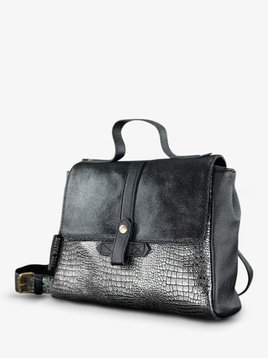 Foto-Seitenansicht-Umhängetasche-Leder-Damen-LeCorneille-Onyx-Paul-Marius-W23-Onyx