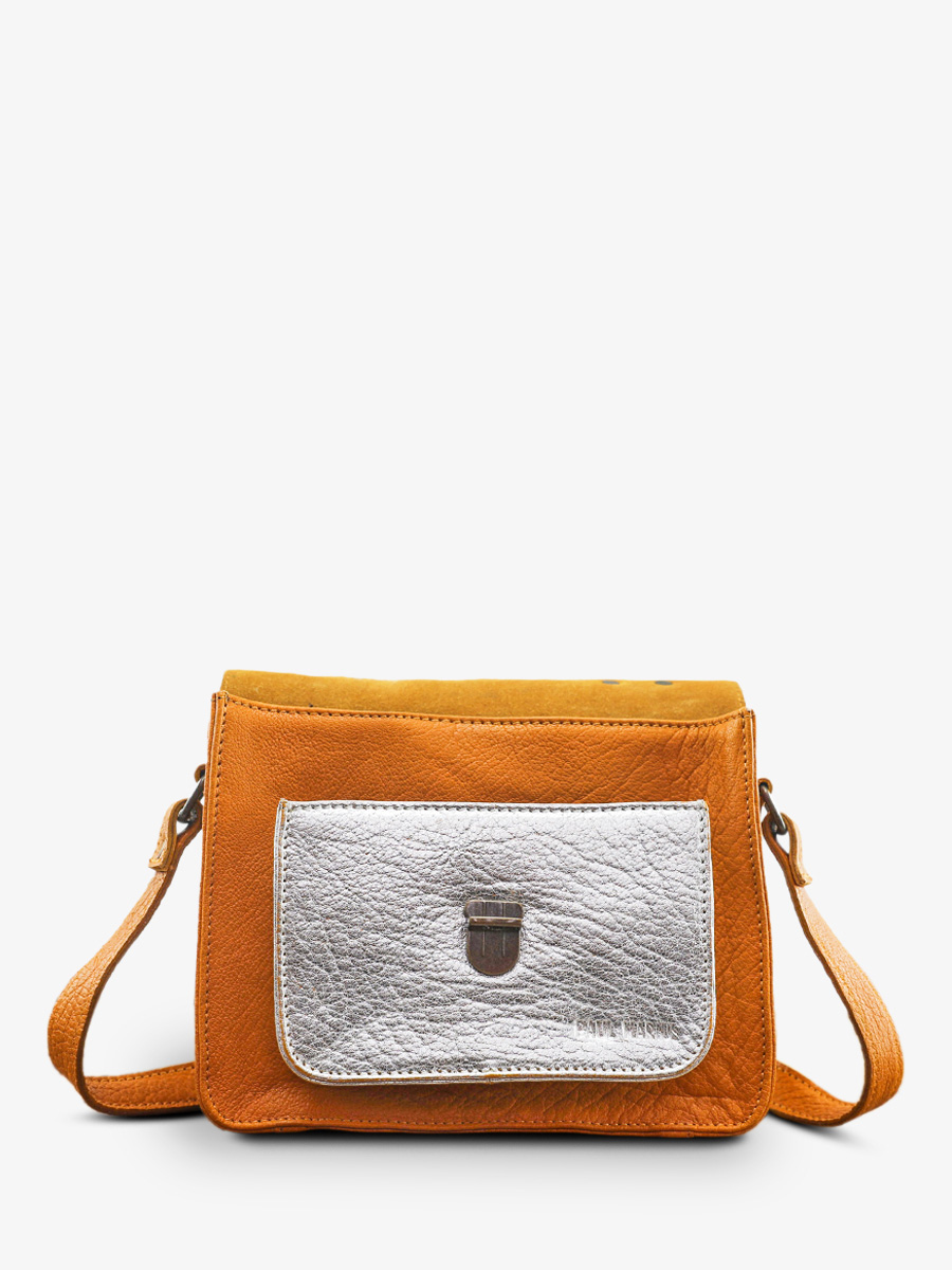 Foto-Innenansicht-Umhängetasche-Leder-Damen-gelb-silber-Mademoiselle George-Leopard-Safran-silber-Paul Marius-W05-LP-Y-S