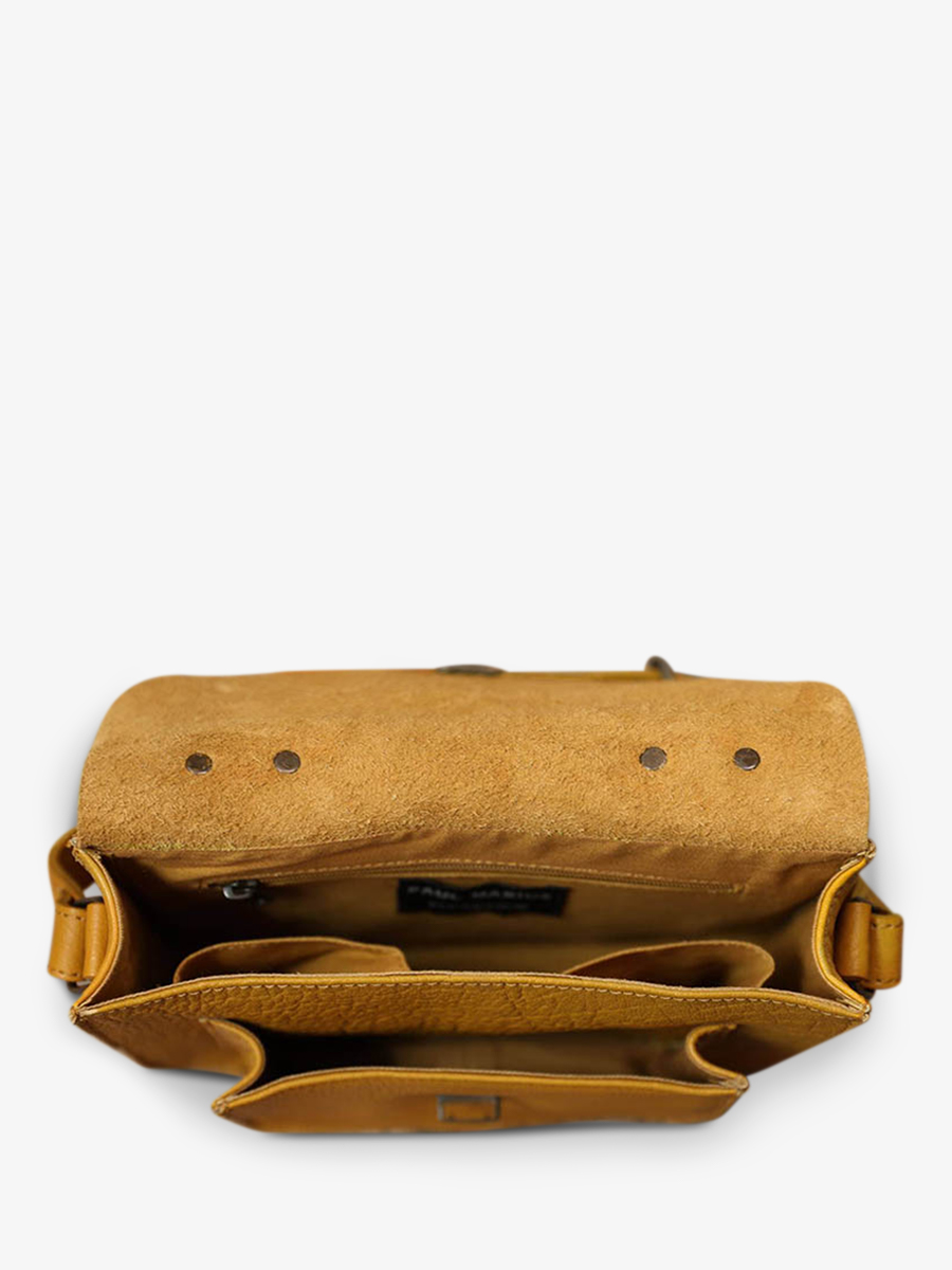 Foto-Innenansicht-Umhängetasche-Leder-Damen-gelb-Mademoiselle-George-Safran-Paul-Marius-W05-Y