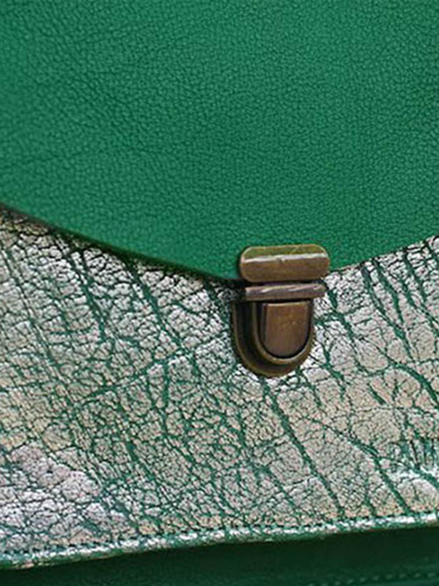 Foto-Innenansicht-Umhängetasche-Leder-Damen-grün-silber-Mademoiselle George-grün-dschungel-silber-Paul Marius-W05-GR-S