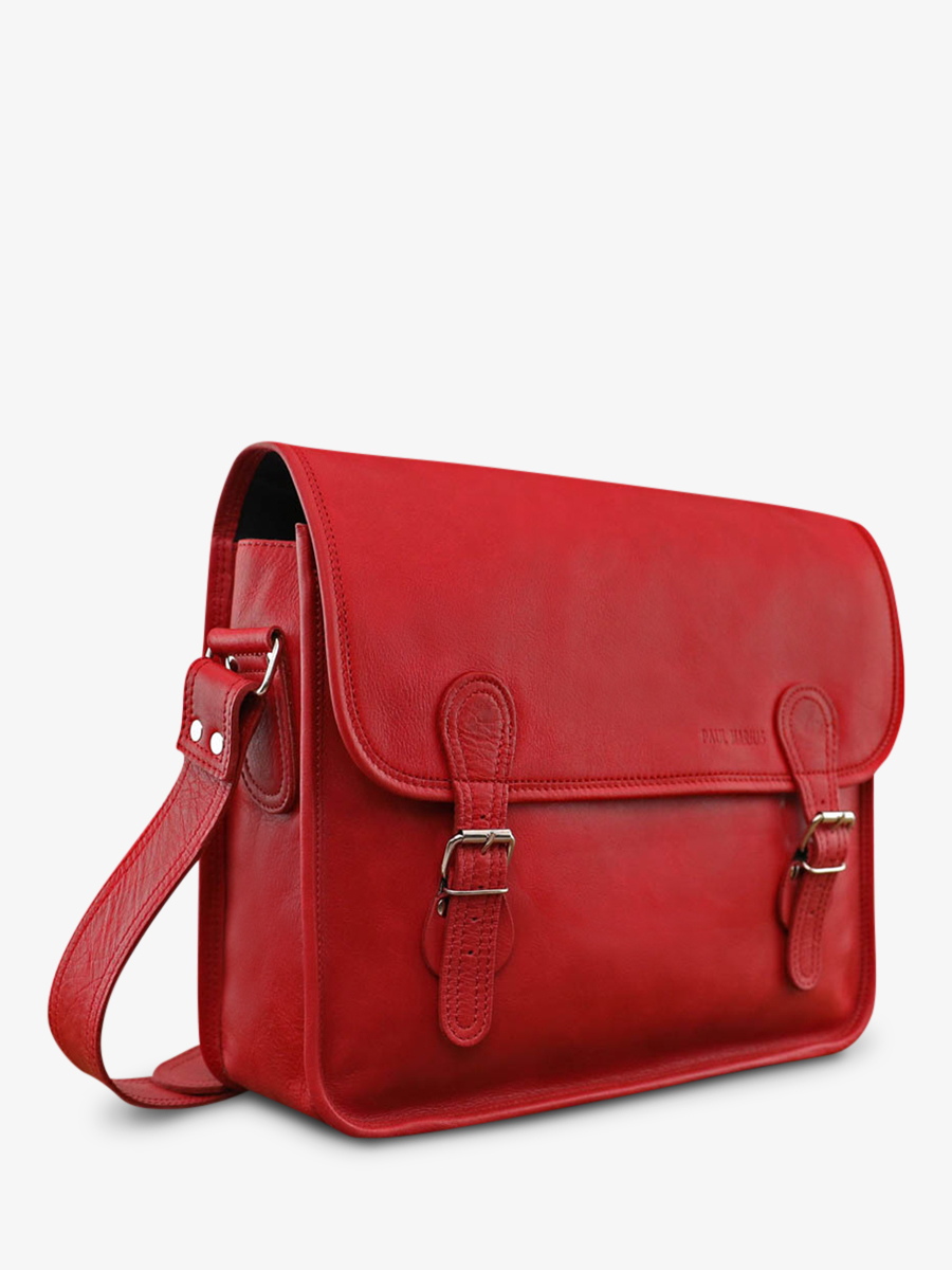 Foto-Seitenansicht-Aktentasche-Leder-A4-rot-Lasacoche-M-Karminrot-Paul-Marius-M02S14-R