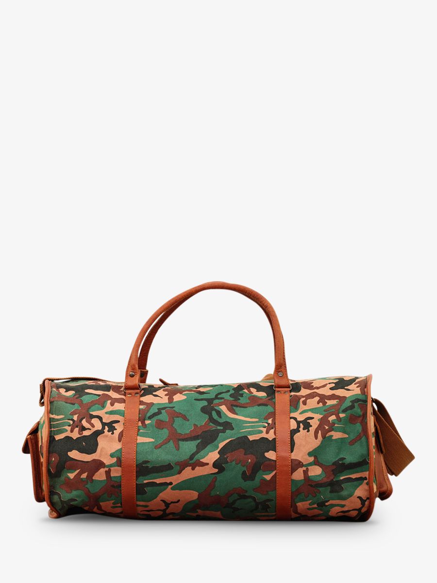 Foto-Seitenansicht-Reisetasche-aus-Leder-braun-grün-LeVoyageur-Canvas-XL-Camouflage-Paul-Marius-M08S60-CA