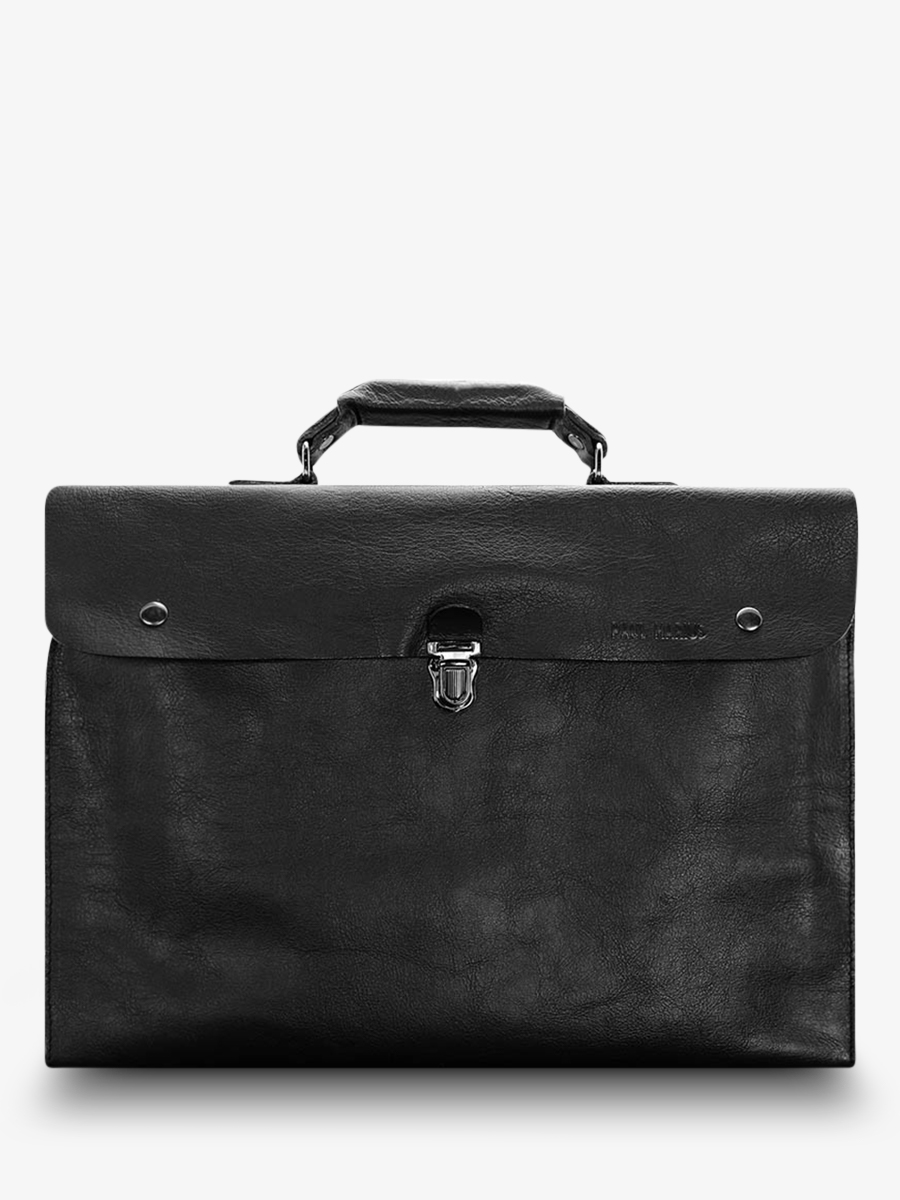 Foto-Vorderansicht-Dokumententasche-Leder-schwarz-Lepliable-schwarz-Paul-Marius-M51-B