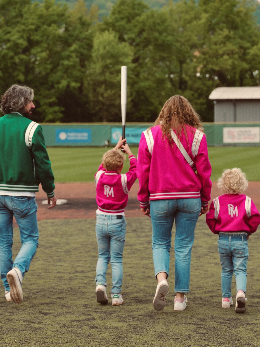Foto-Tragebild-Teddy-Jacke aus Leder und Stoff Leteddy 50s für Kinder in Fuchsia Paul Marius Tdy Fifties Pi 2a